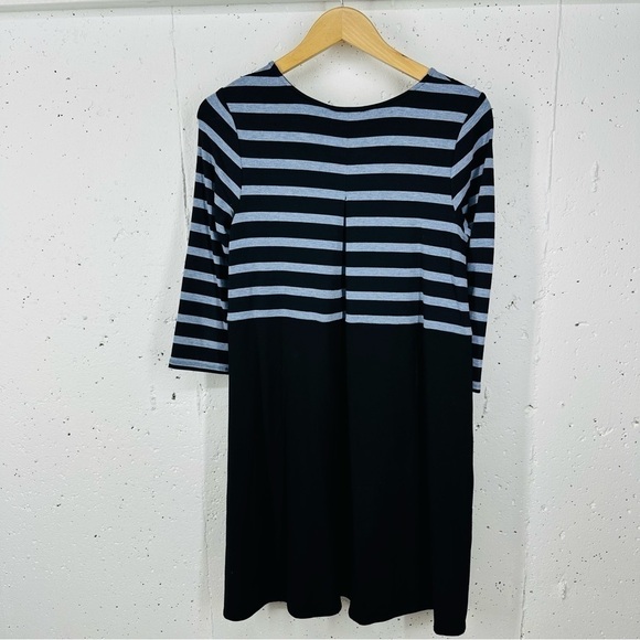 J. Jill Small Wearever Collection Black & Blue Striped Dress - Picture 8 of 14